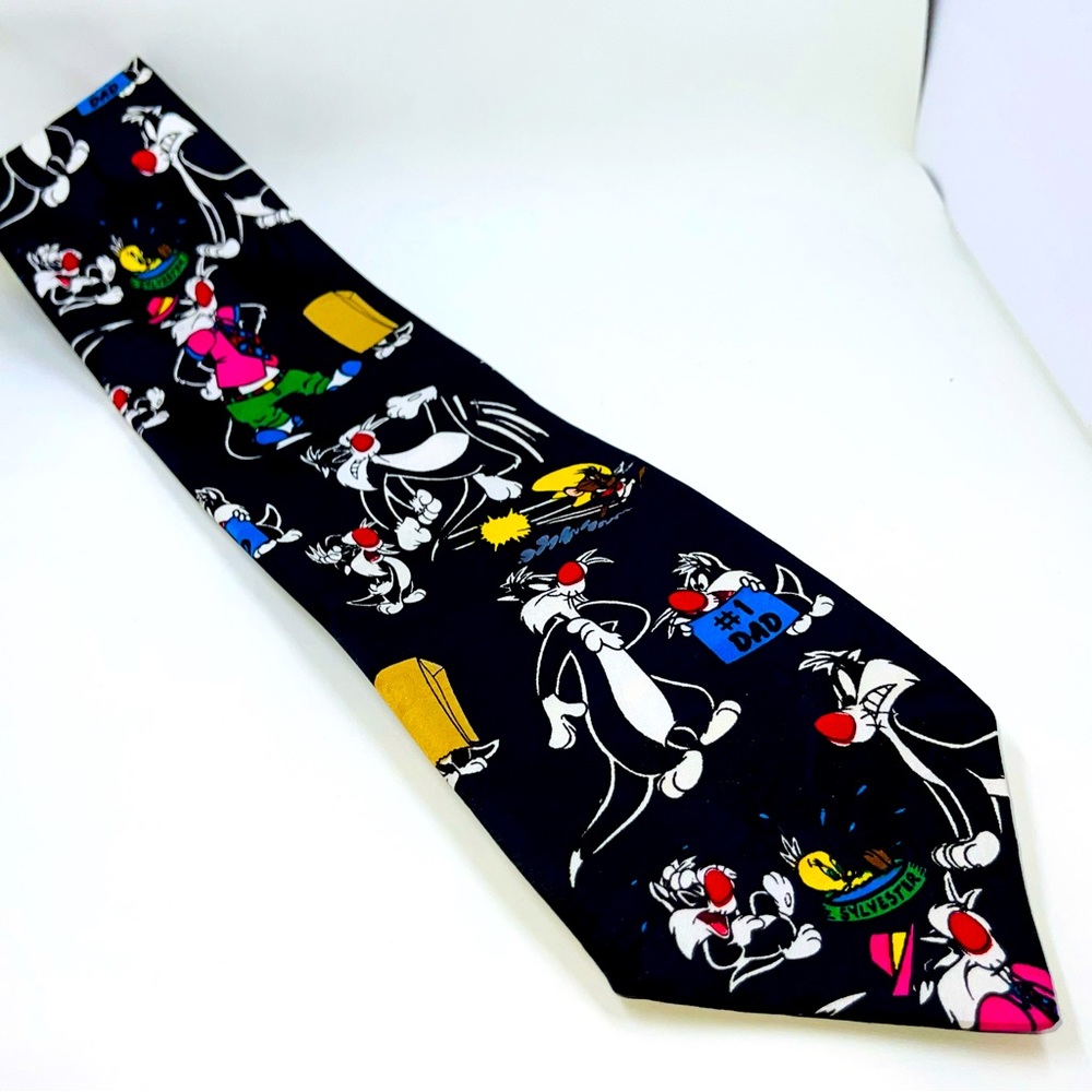 #1 DAD Looney Tunes Mania Sylvester Necktie Fathers Day 1993 Cat Tweety Speedy